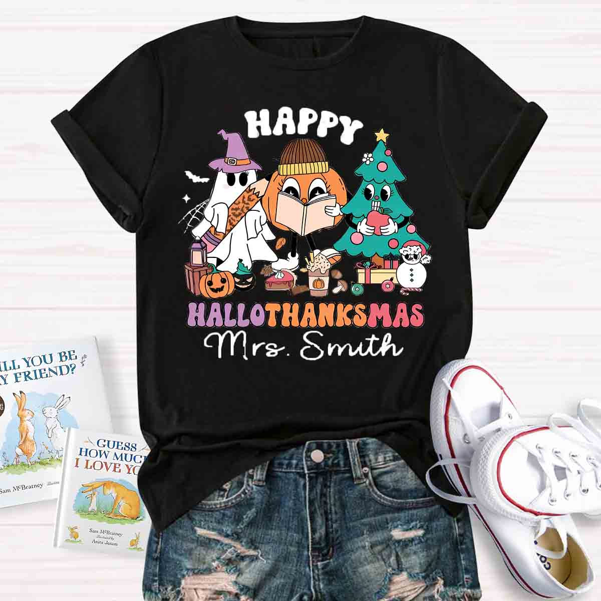 Personalized Name Hallothanksmas T-shirt