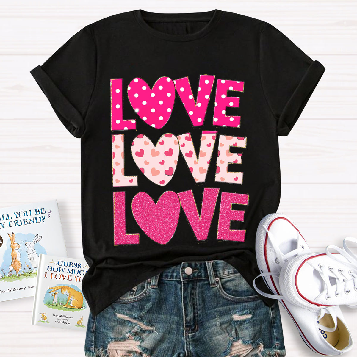 Valentine Day Pink Heart Love T-Shirt