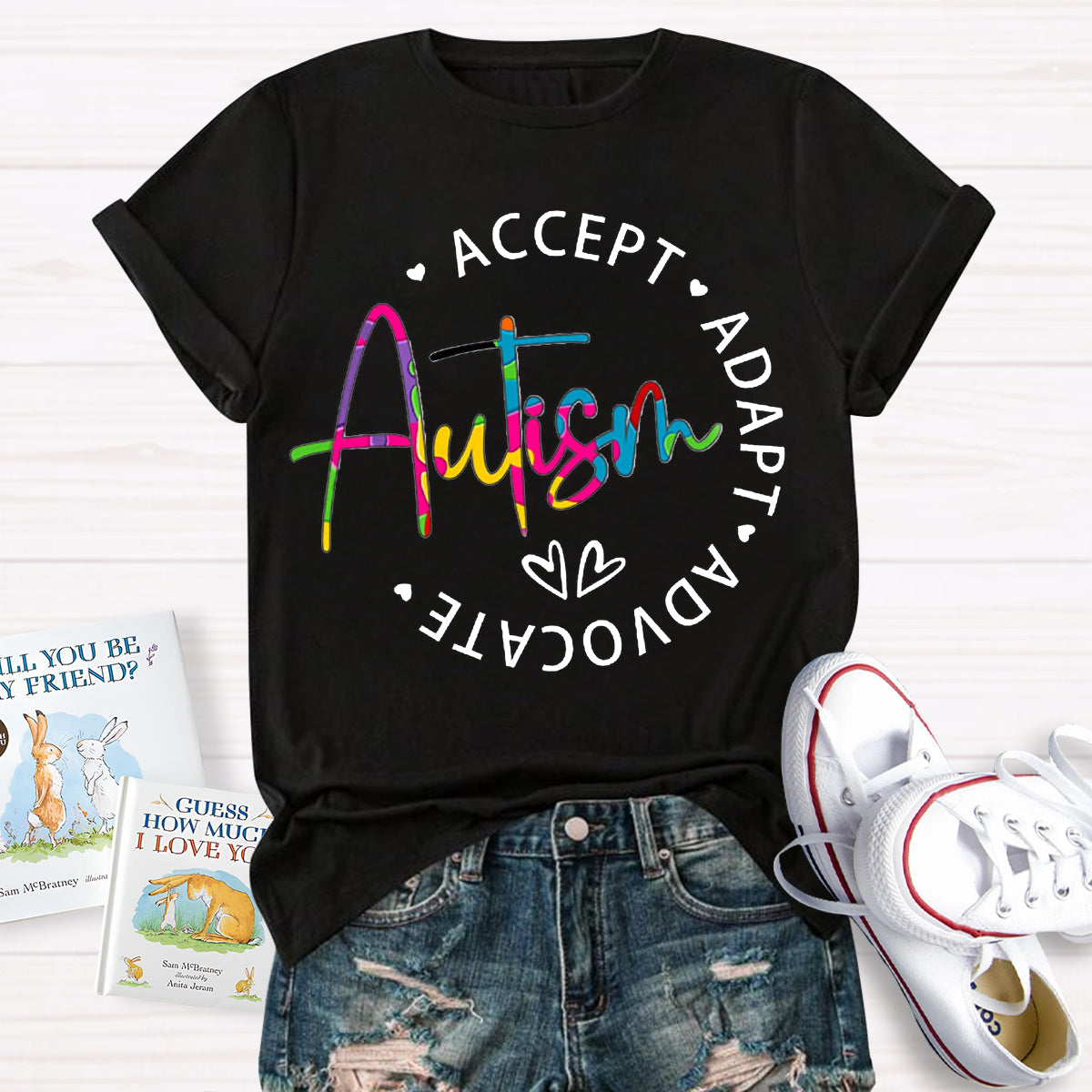 Autism Accept Adapt Advocate Teacher T-Shirt