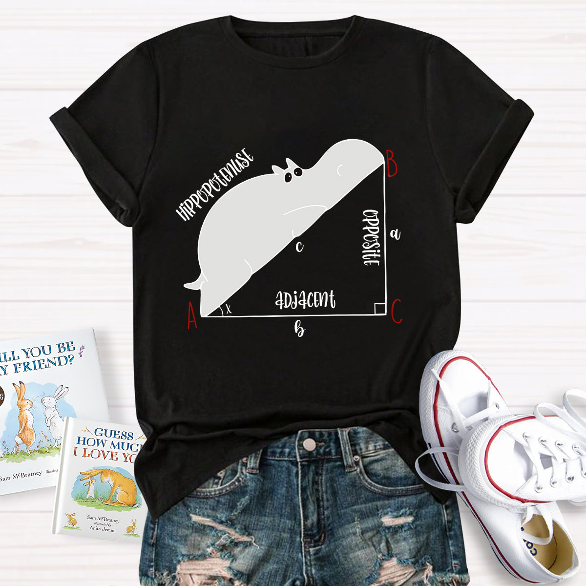 Diagram Hippopotenuse Adjacent Opposite Math Teacher T-Shirt