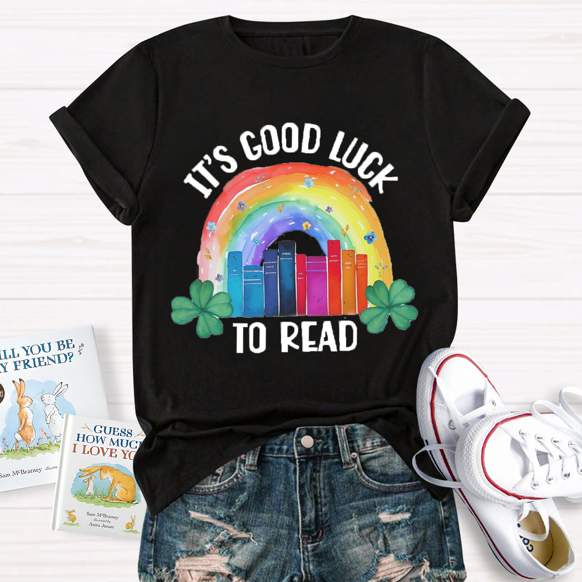 It's Good Lucky To Read Rainbow Shamrock T-Shirt