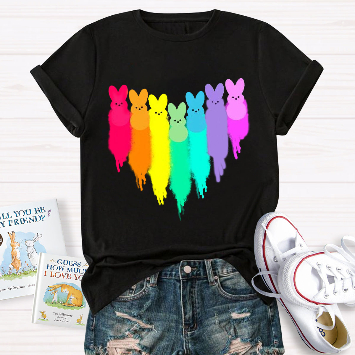 Colorful Easter Peeps Heart T-Shirt