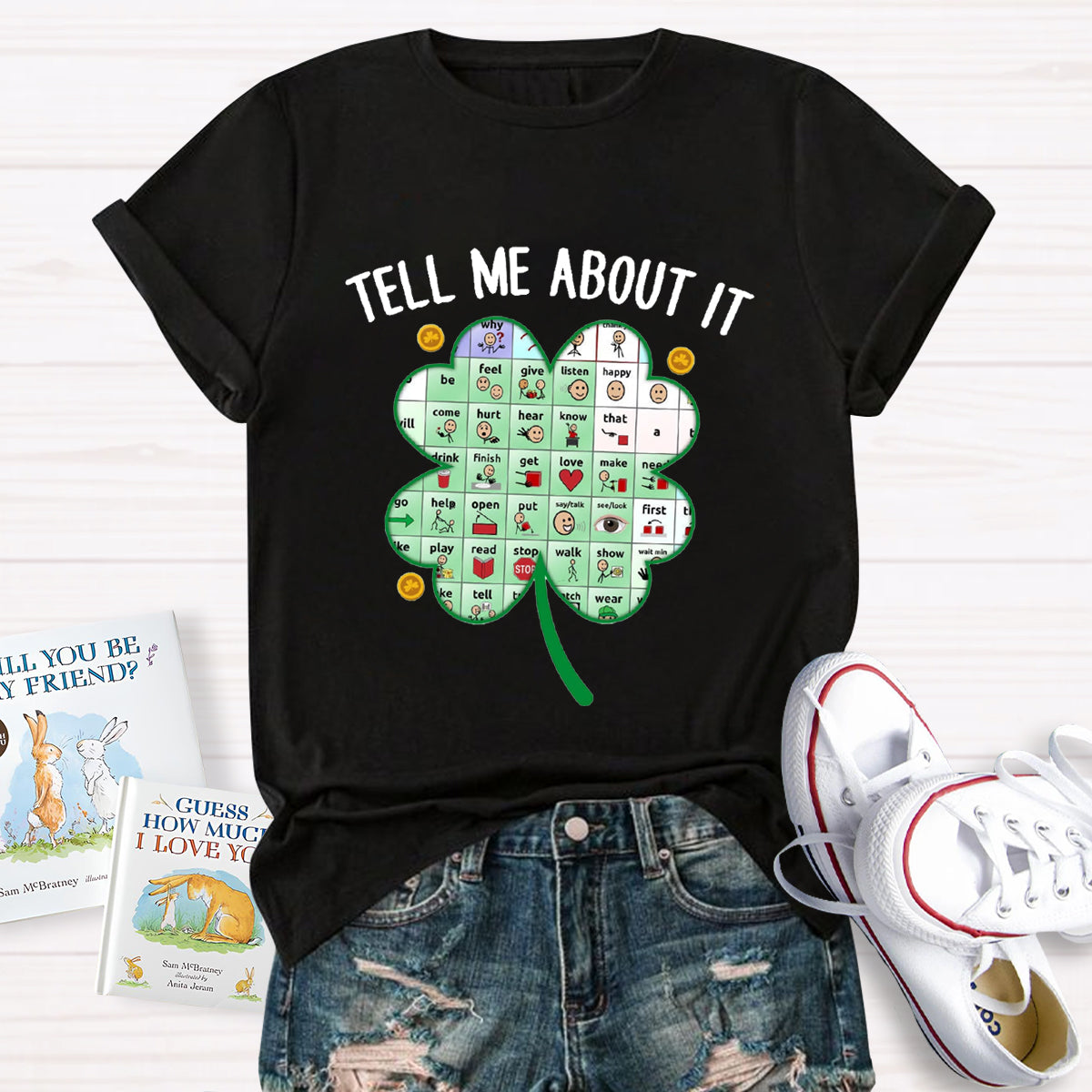 Tell Me About It Shamrock Teacher T-Shirt