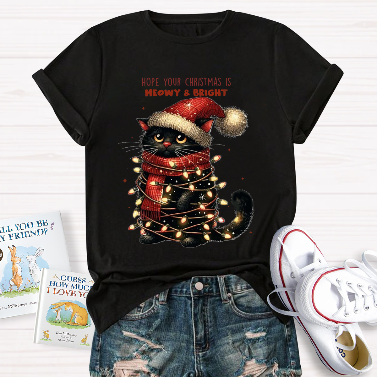 Hope Your Christmas Is Meowy And Bright Teacher T-Shirt