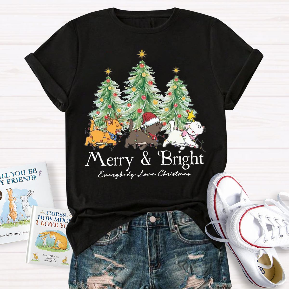 Merry & Bright Everybody Love Christmas Teacher T-Shirt