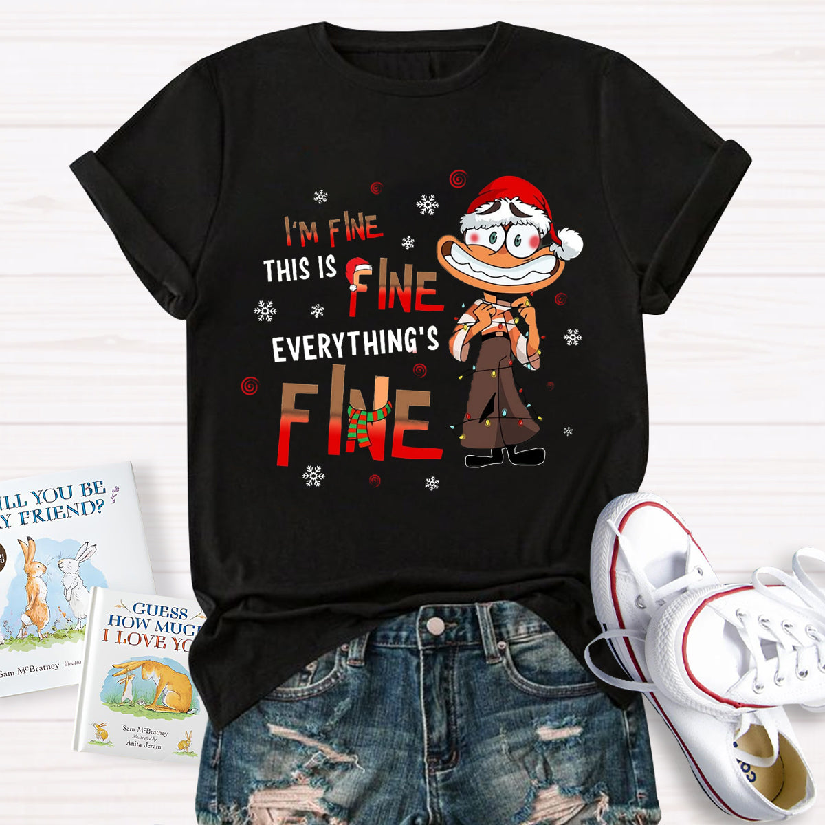 I'm Fine Everything Is Fine Christmas  Emotions T-Shirt