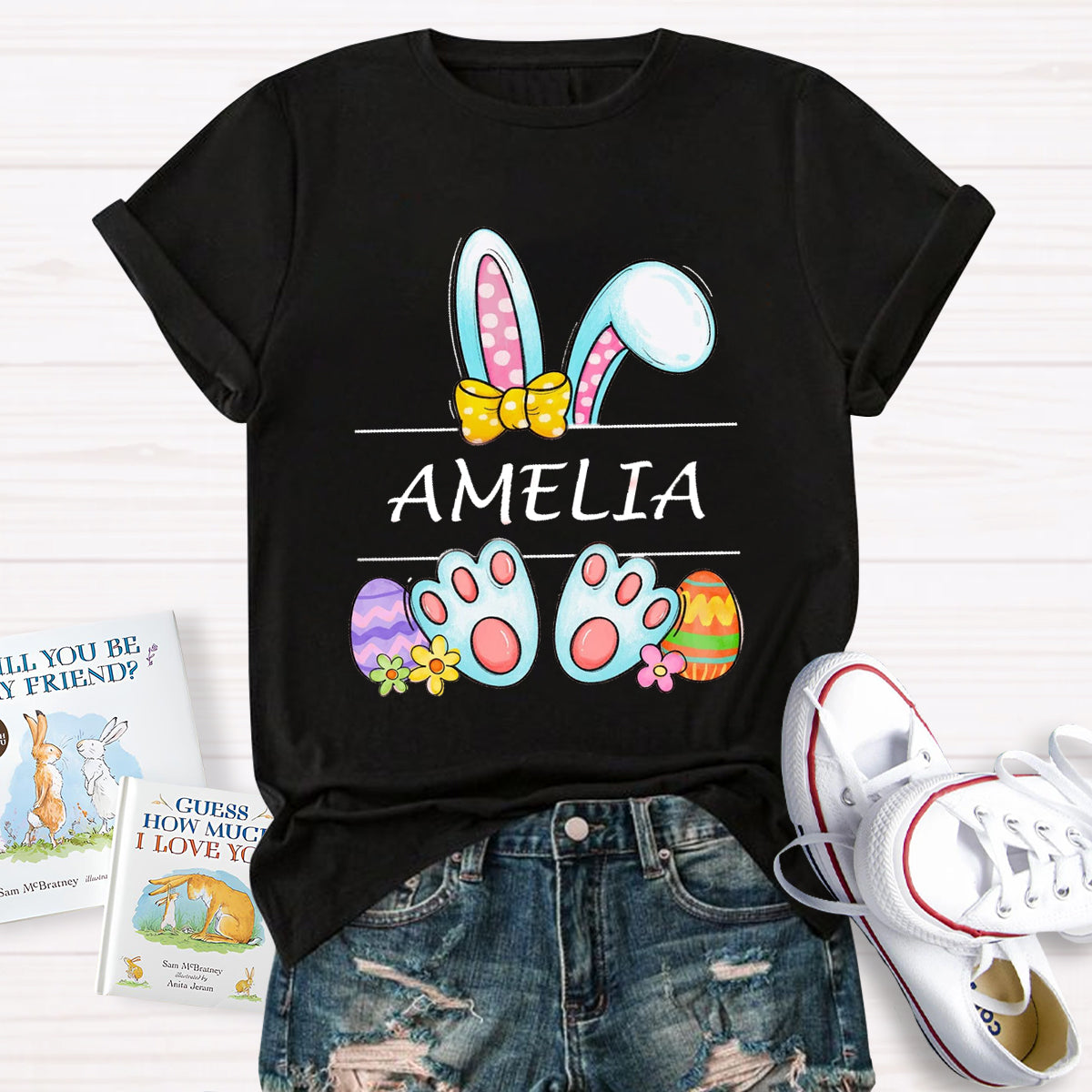 Personalized Name Happy Easter Bunny T-Shirt