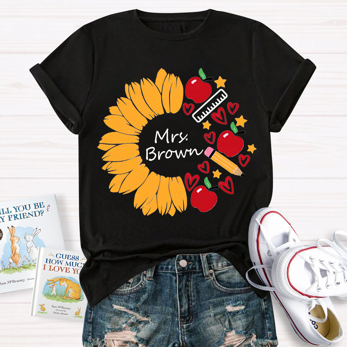 Personalized Name Sunflower Teacher Life T-Shirt