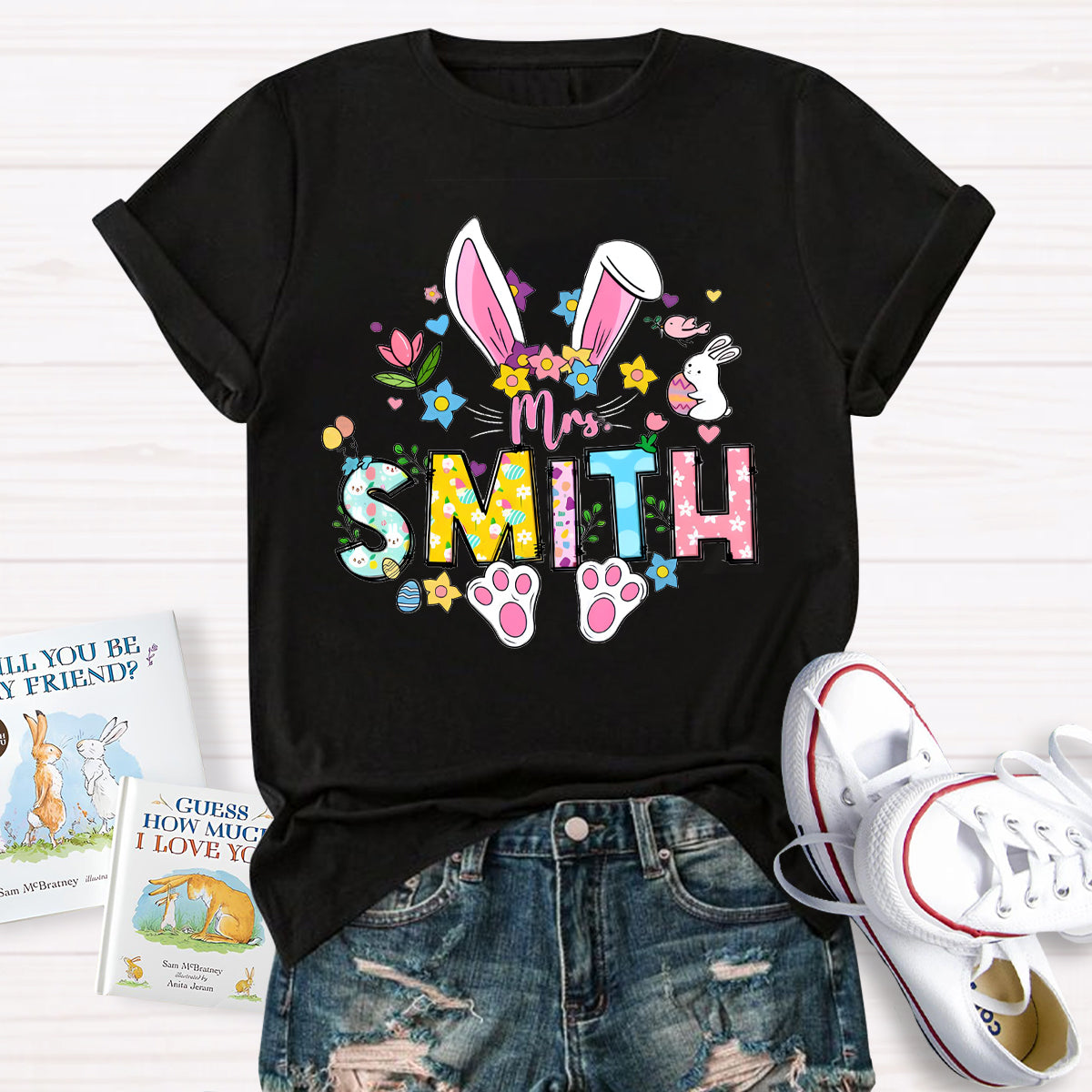 Personalized Easter Bunny Teacher T-Shirt