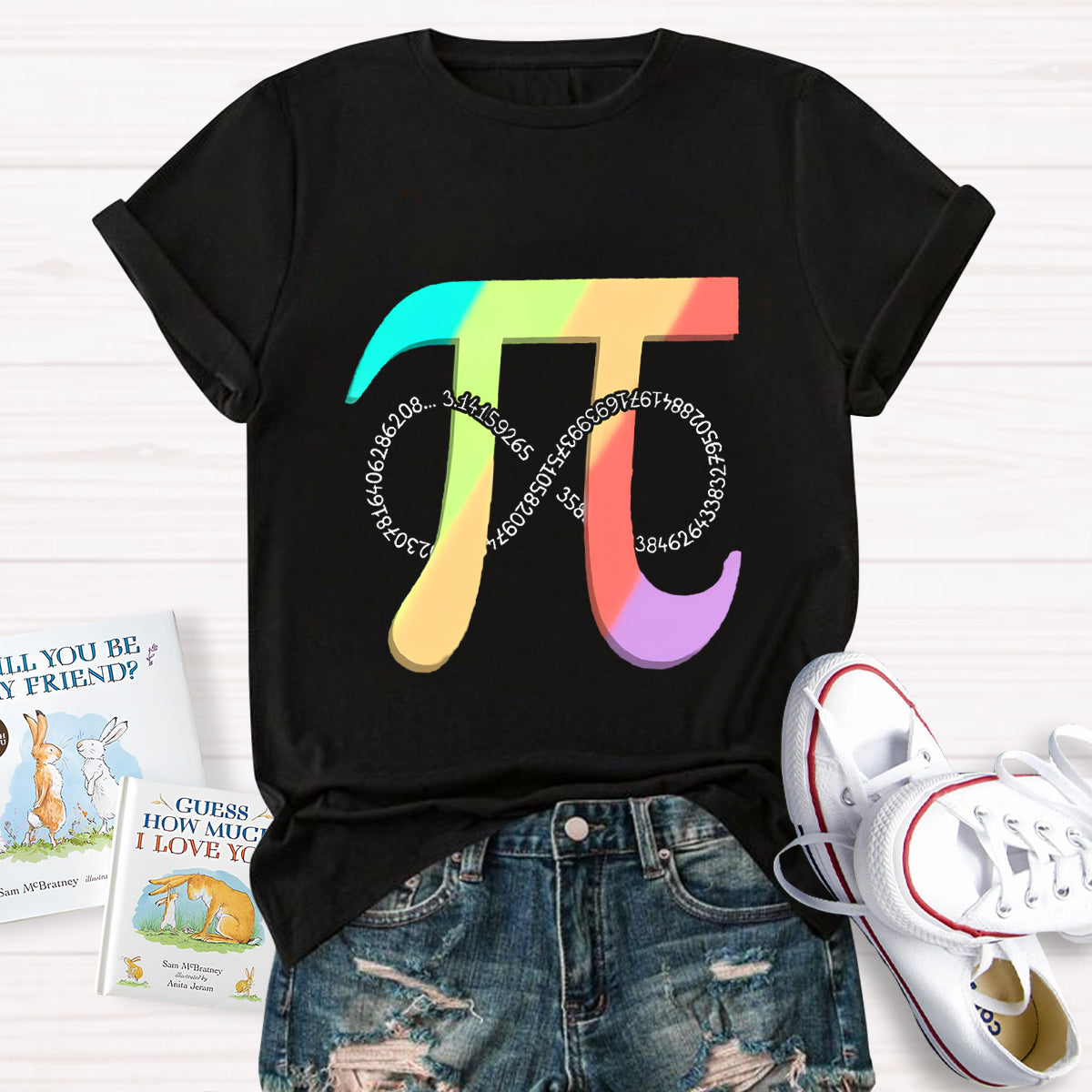 Colorful Pi Math Teacher Graphic T-Shirt