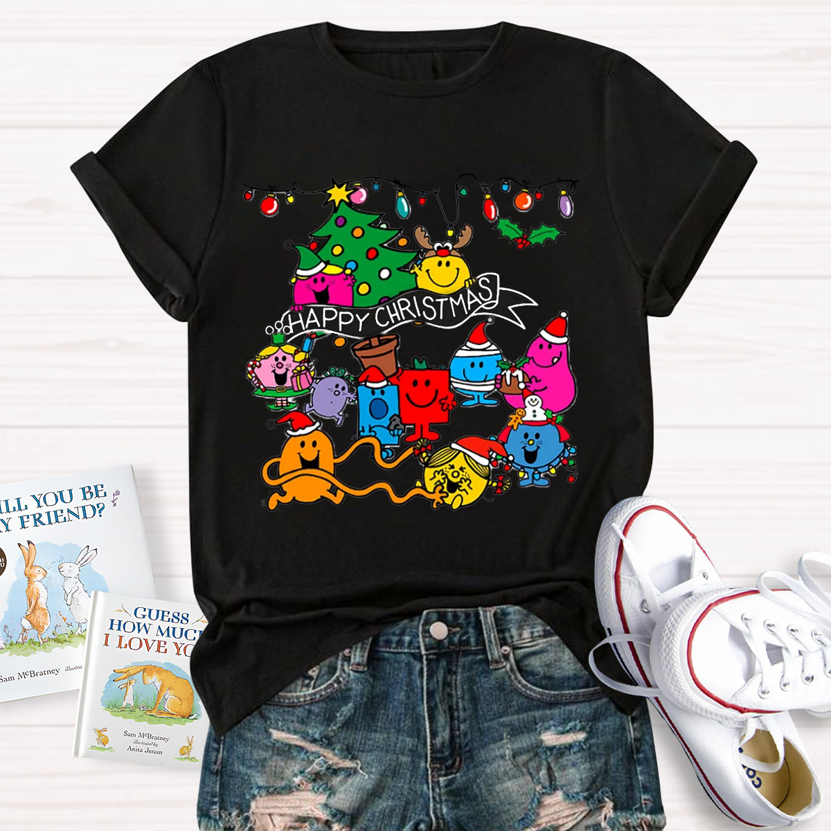 Little Miss characters Happy Christmas Teacher T-Shirt