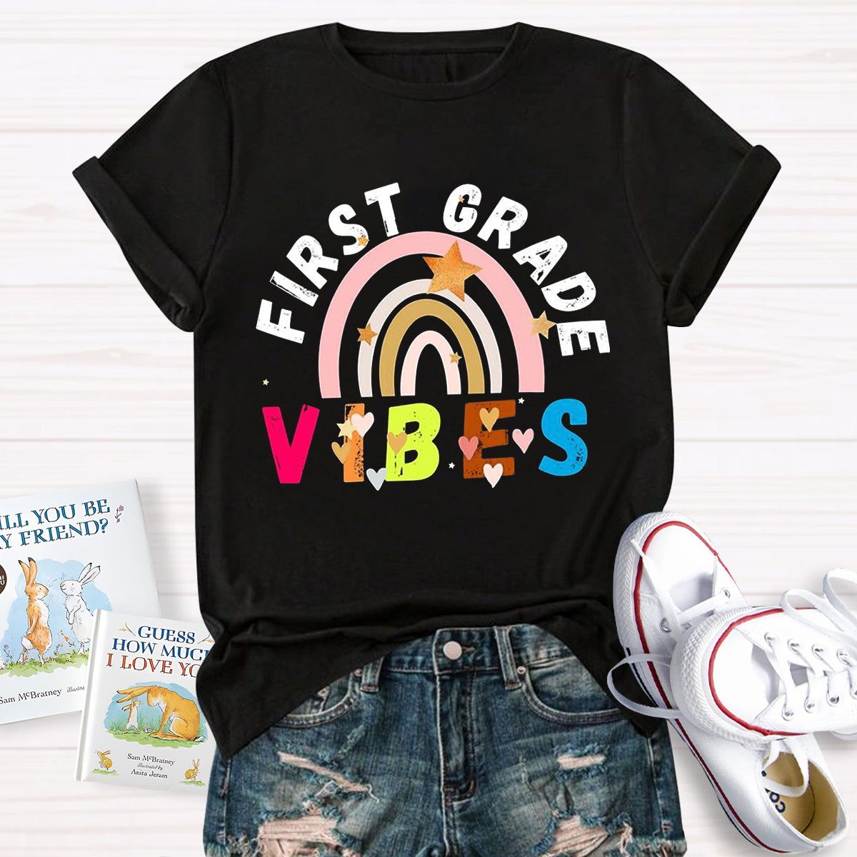 Personalized First Grade Vibes Teacher Shirt