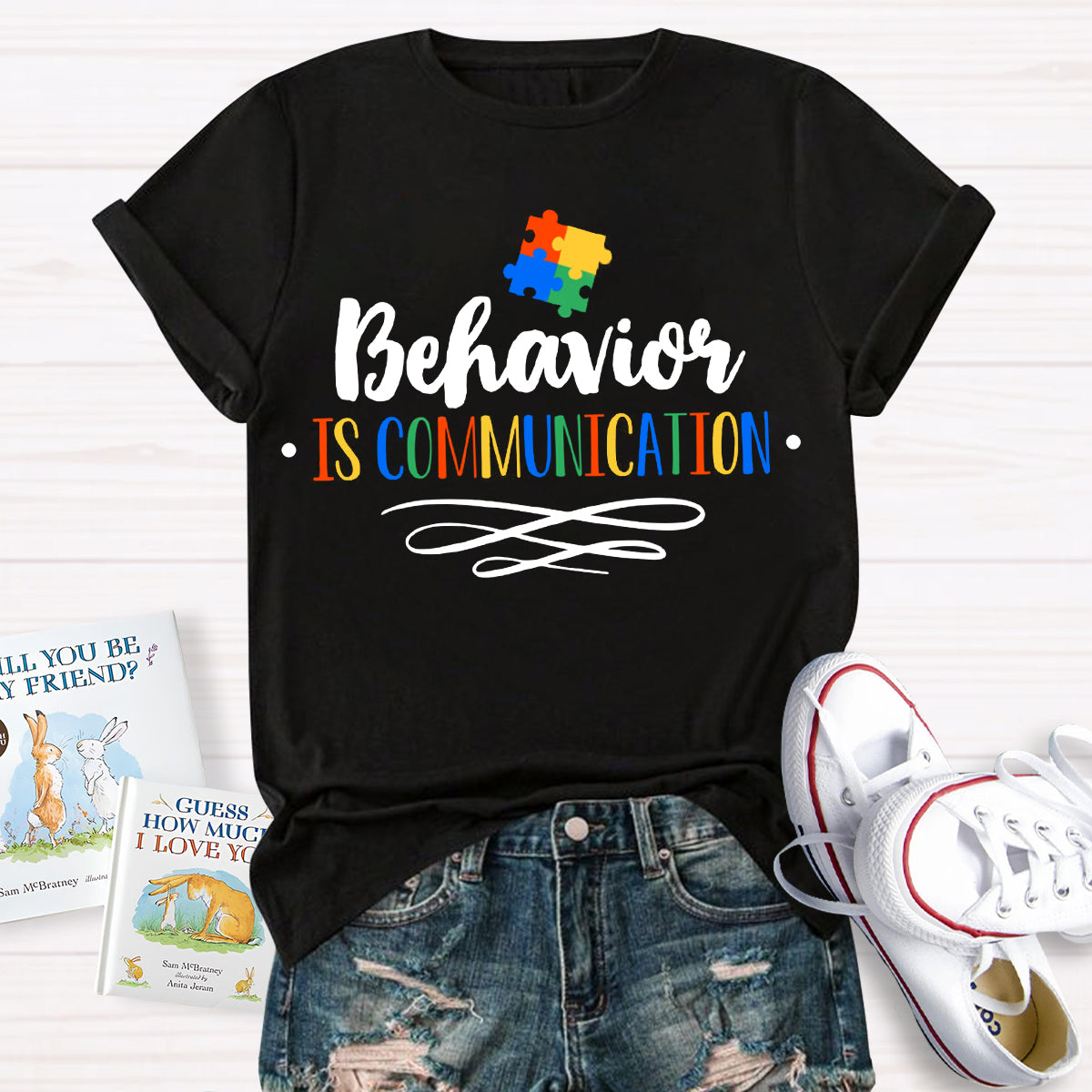 Behavior Is Communication Special Education Jigsaw Puzzle Print T-Shirt