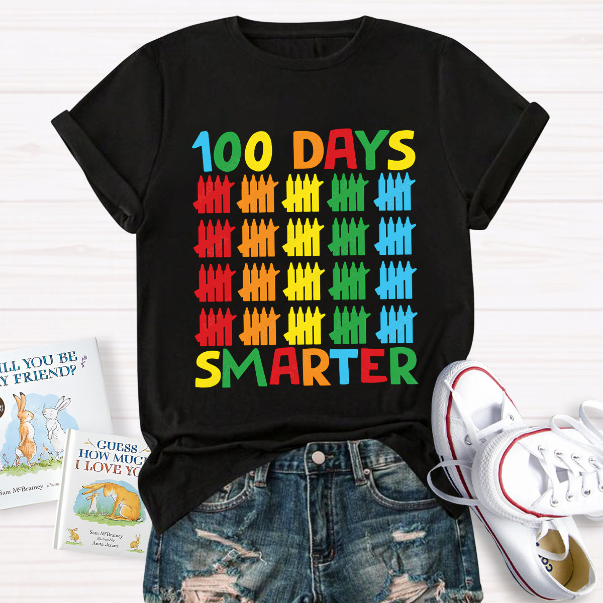 100 Days Smarter Colorful Pencil T-Shirt