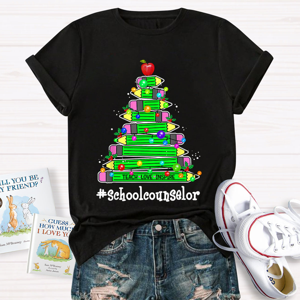 Personalized Position Of School Pencil Tree Teacher T-Shirt