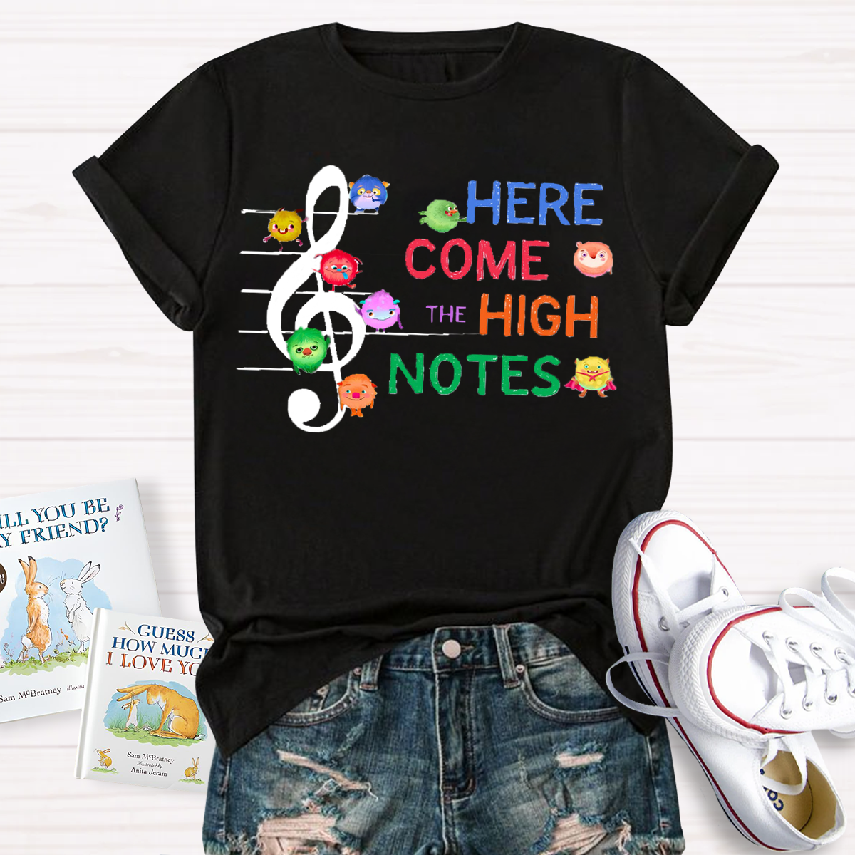 Here Come The High Notes Music Teacher T-Shirt