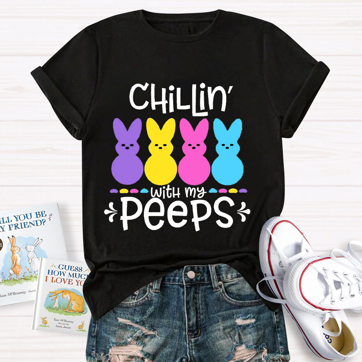 Chilling With My Peeps Easter Bunny T-Shirt