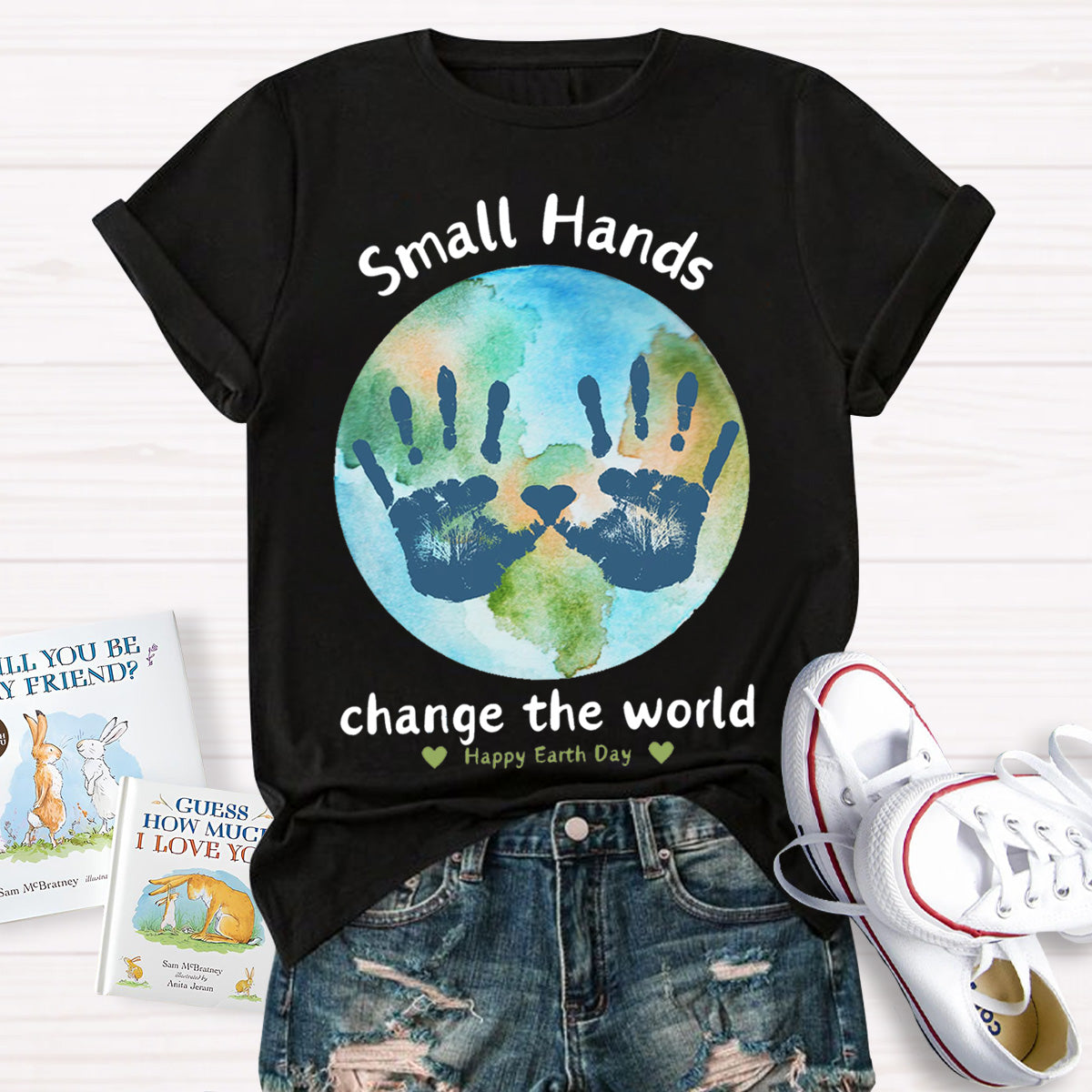 Earth Day Activity Handprint Small Hands Teacher T-Shirt