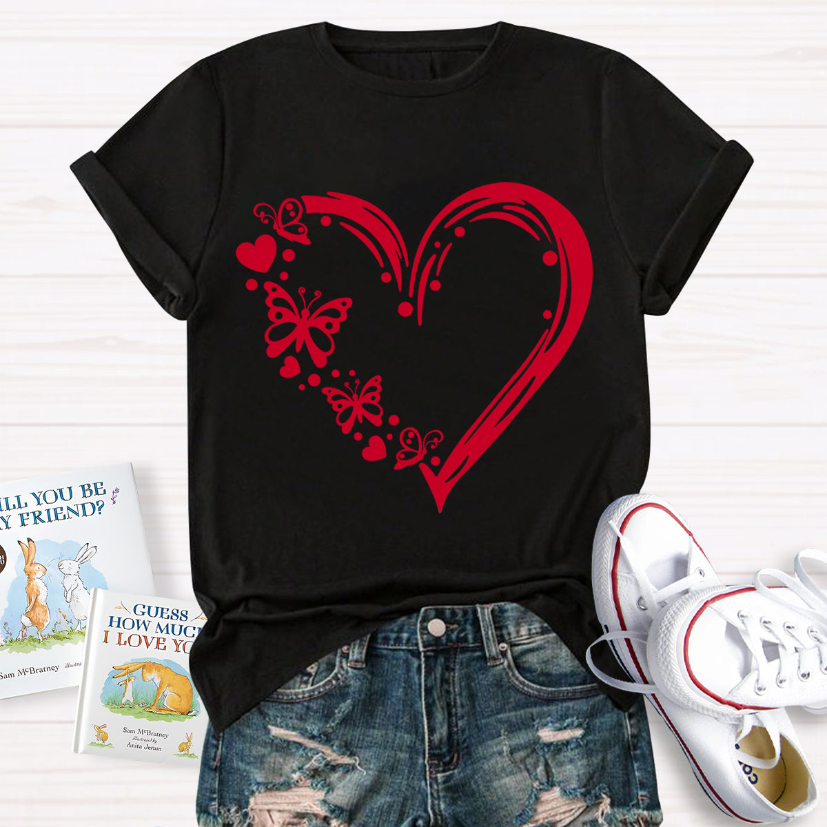 Valentine Heart with Butterfly T-Shirt