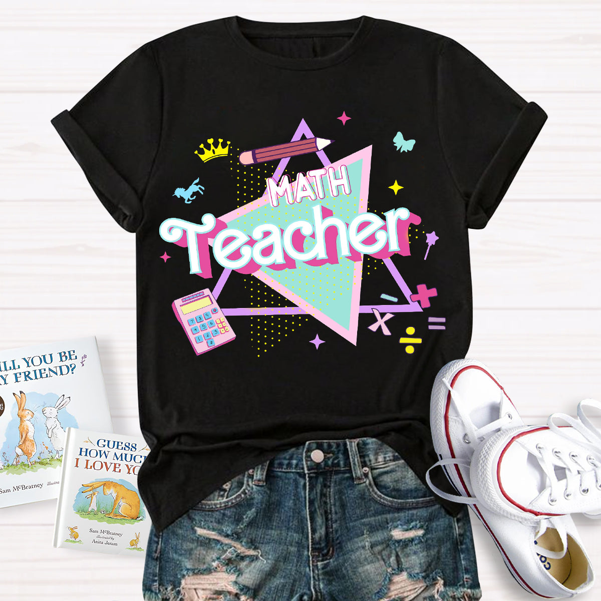 Overlapping Triangles Math Teacher T-Shirt