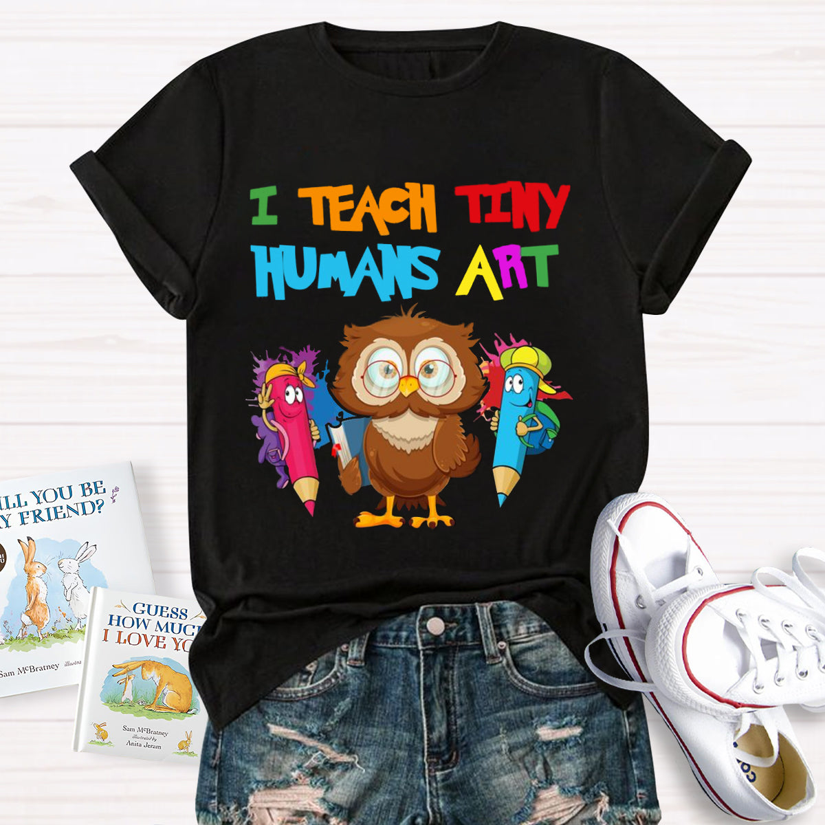 I Teach Tiny Humans Art Teacher T-Shirt