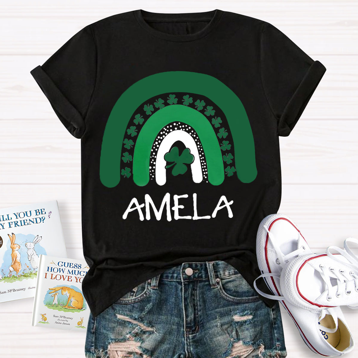 Personalized Name Green Rainbow St Patrick's Day T-Shirt