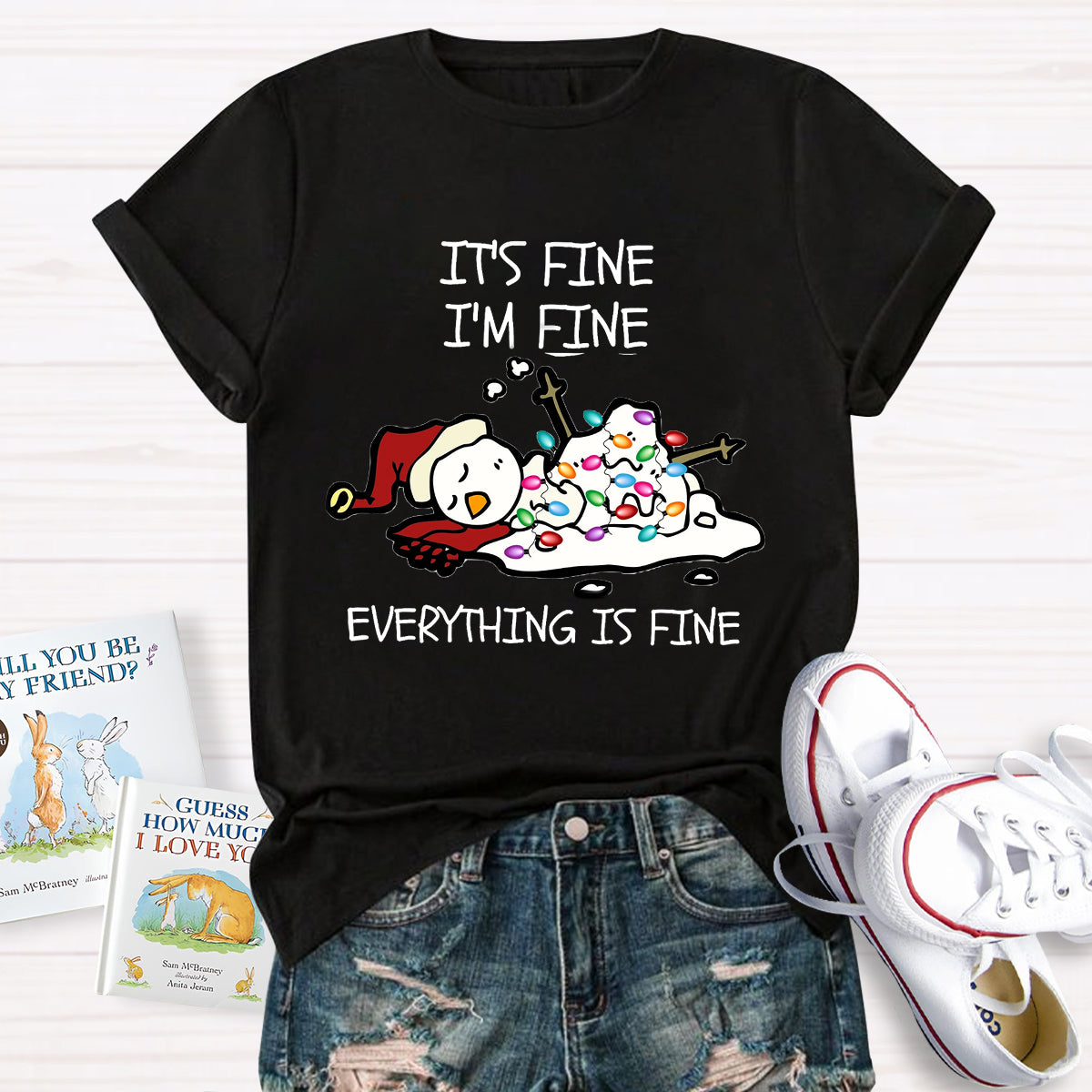 It's Fine I'm Fine Melting Snowman Teacher T-Shirt