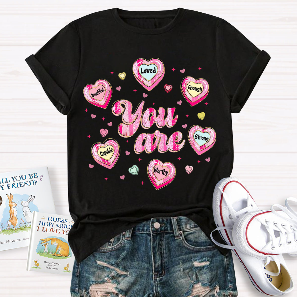 Teacher Valentine Brushstroke Heart Valentines Day T-Shirt