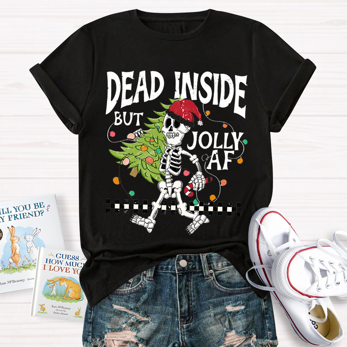 Dead Inside but Jolly AF Teacher T-Shirt