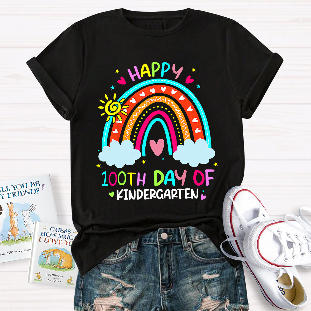 Personalized Grade Happy 100th Day Of Kindergarten Teacher T-Shirt