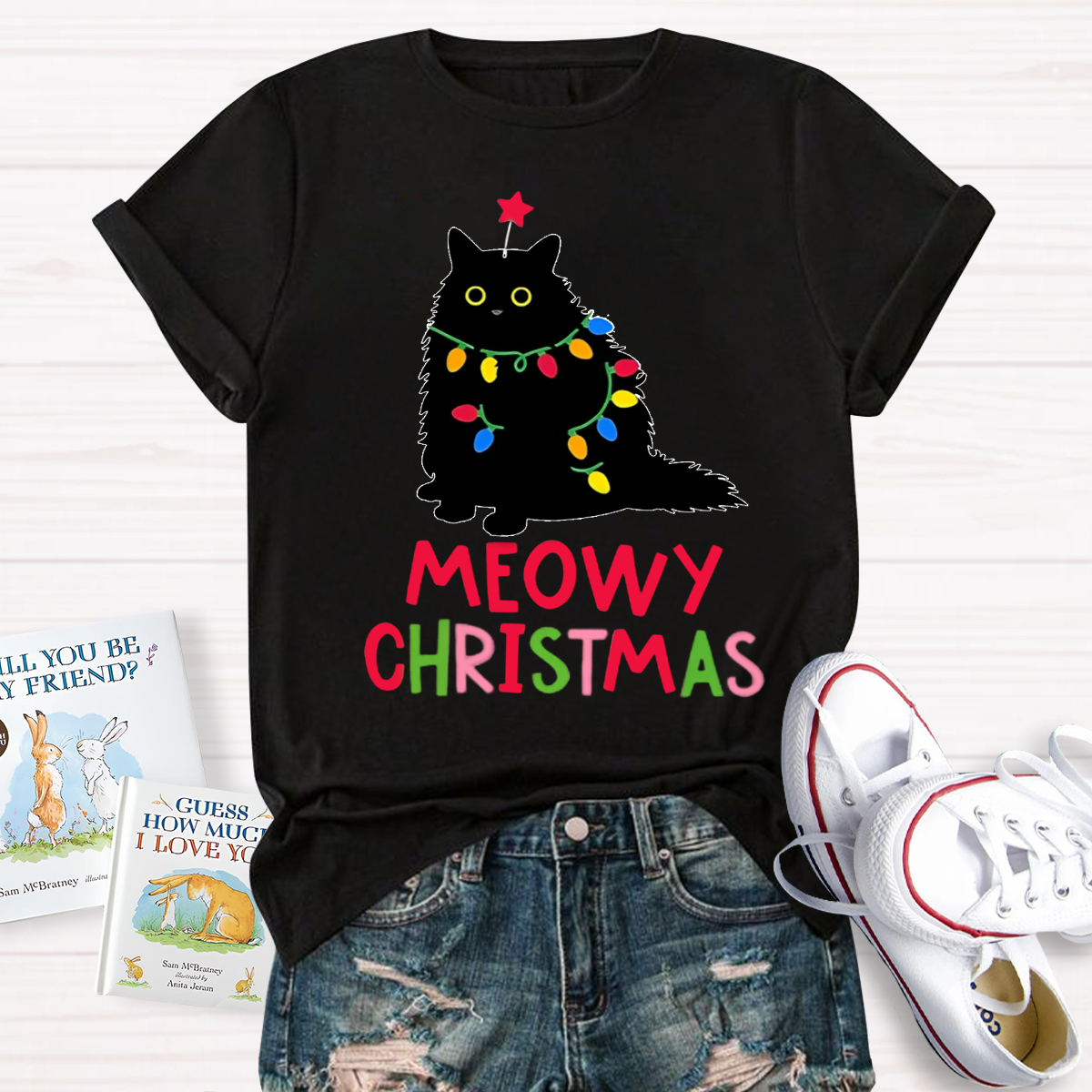 Meowy Christmas Teacher T-Shirt