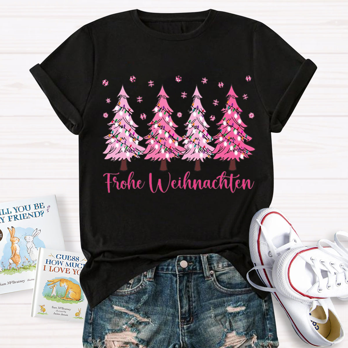 Pink Christmas Trees Teacher T-Shirt