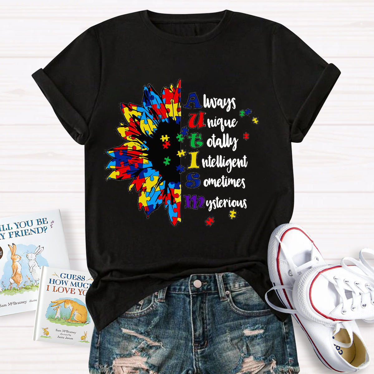 Always Unique Totally Intelligent Sometimes Mysterious Autism Sunflower T-Shirt