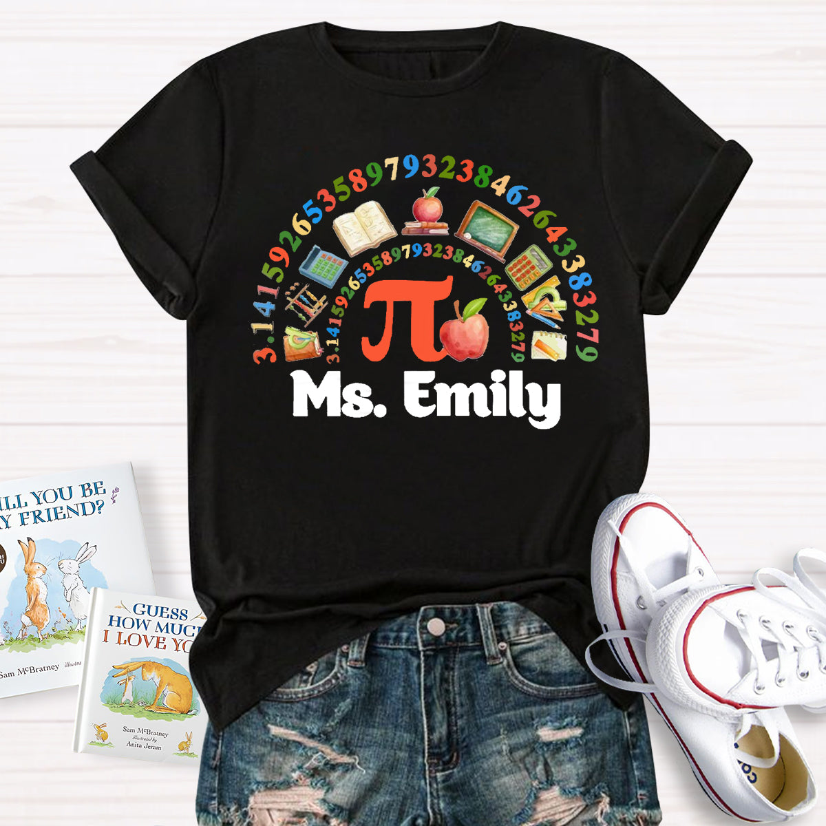 Personalized Math Teacher Name Happy Pi Day T-Shirt