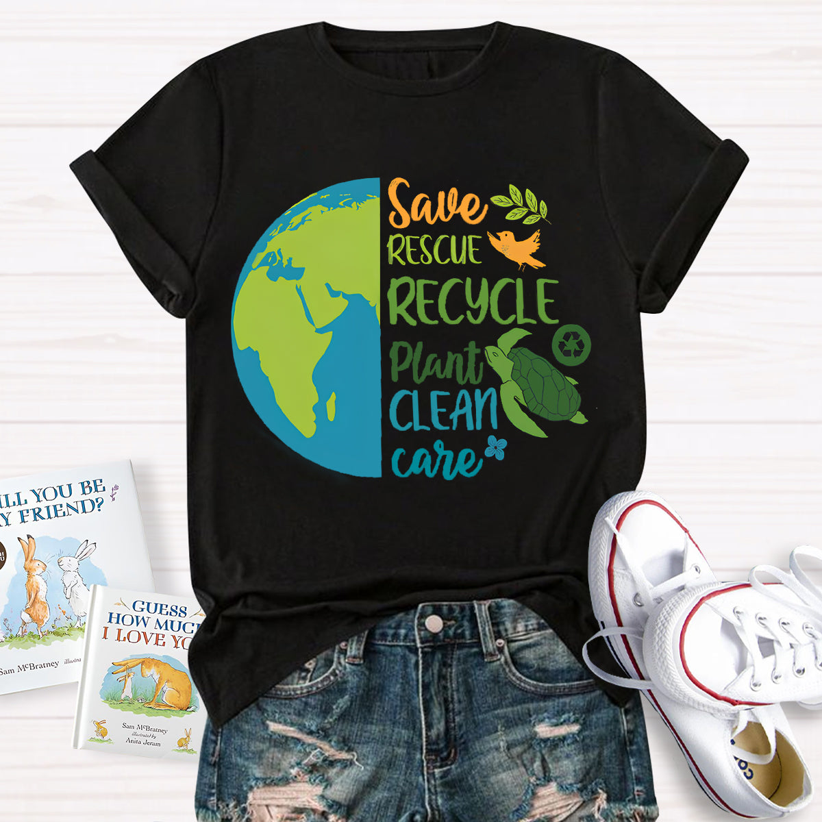 Save Rescue Recycle Plant Clean Care Earth Day T-Shirt