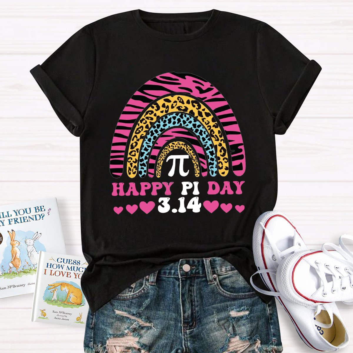 Happy Pi Day Pink Rainbow Teacher T-Shirt