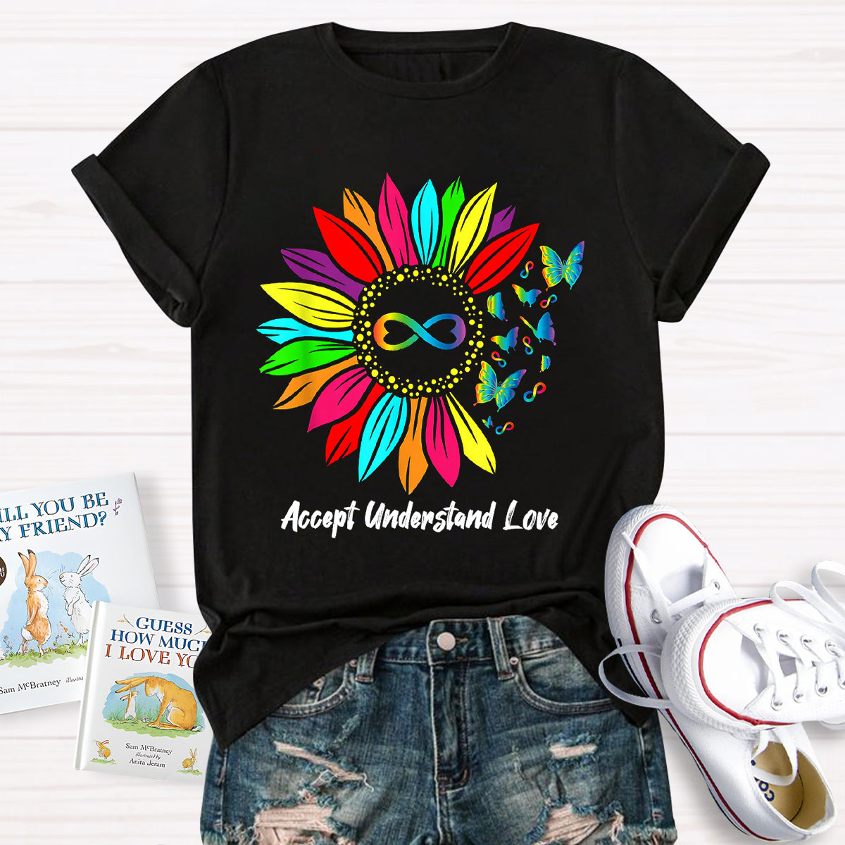 Accept Understand Love Colorful Sunflower T-Shirt