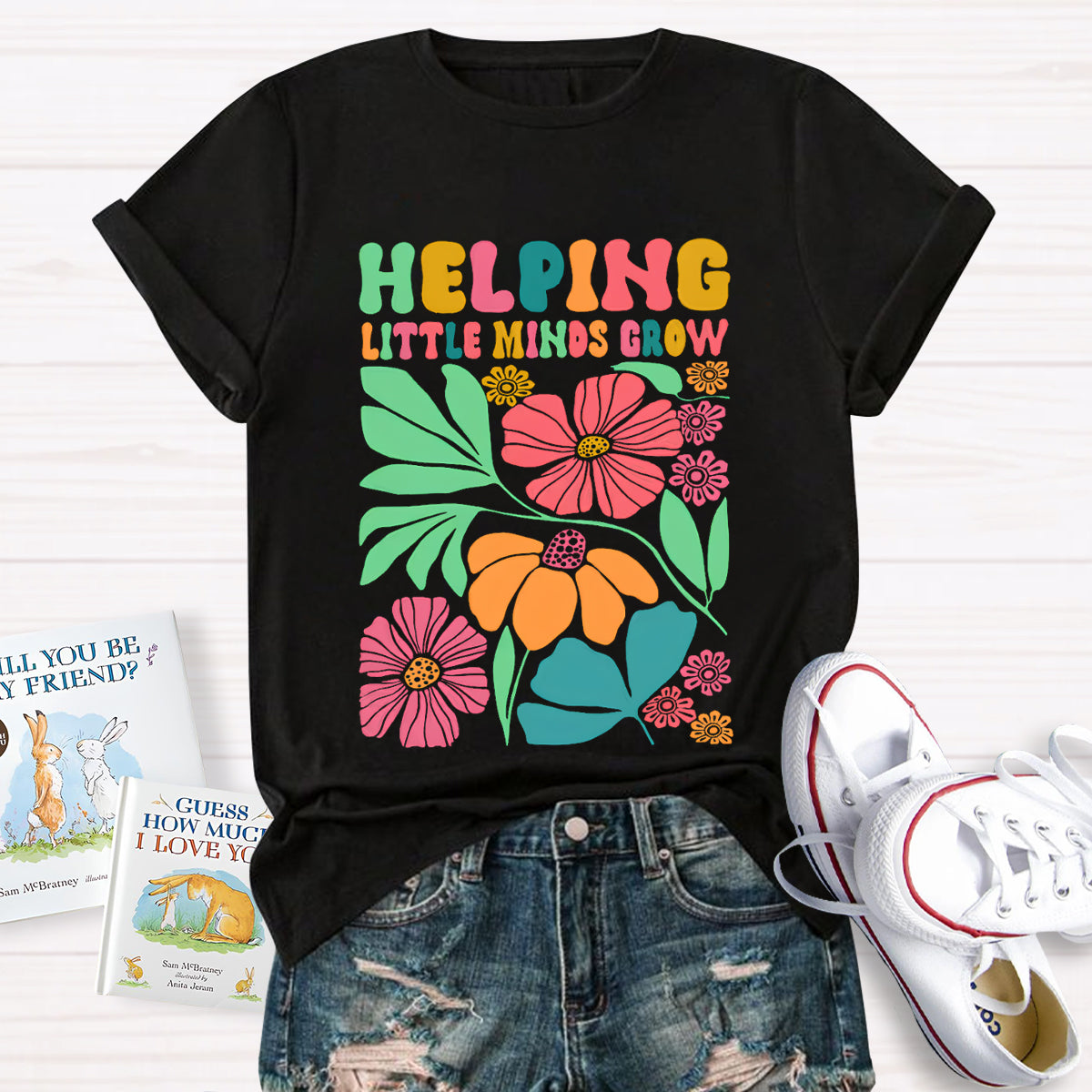 Floral Helping Little Minds Grow T-Shirt