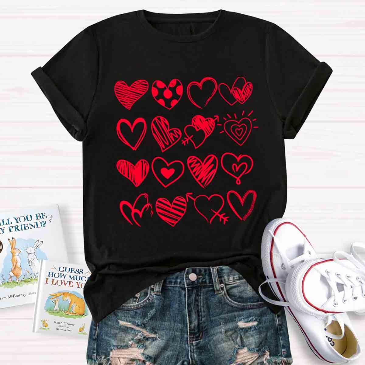 Cute Heart Valentine's Day Teacher T-Shirt