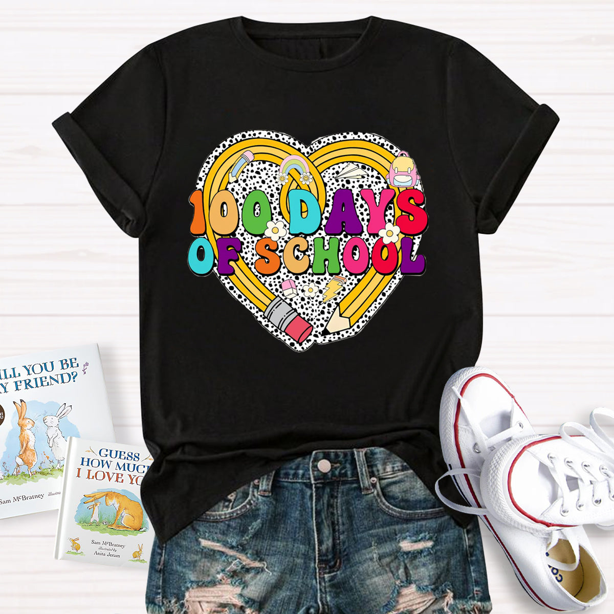 Happy 100 Days Of School Heart T-Shirt