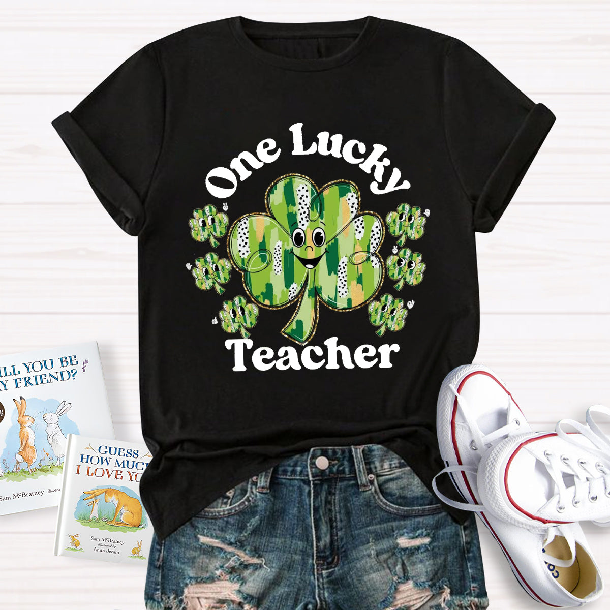 One Lucky Teacher Funny Shamrock T-Shirt