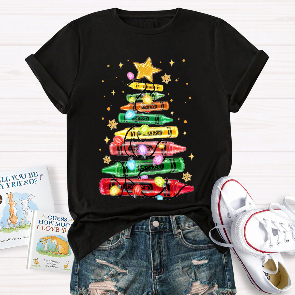 Christmas Crayon Tree  T-Shirt