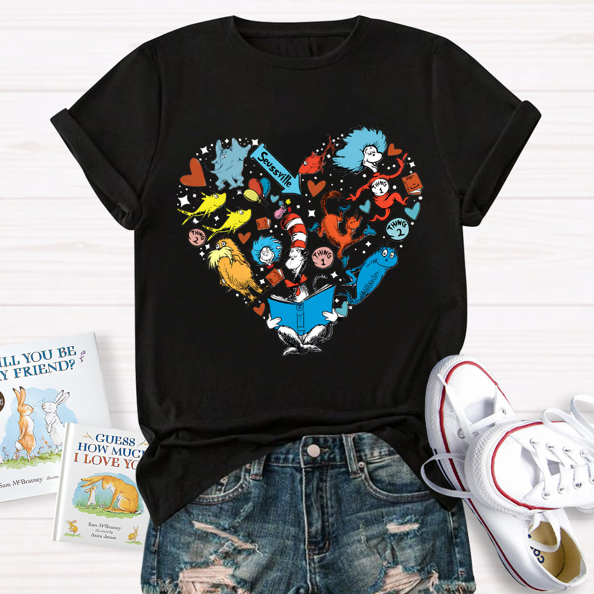 The Cat In The Hat Heart Teacher T-Shirt