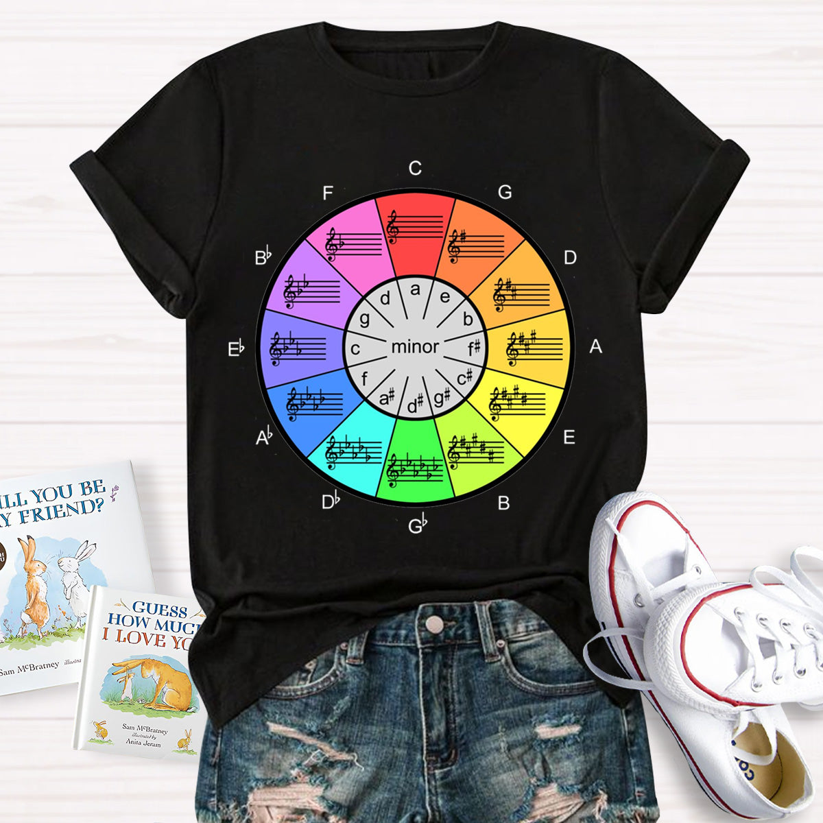 Circle Of Fifths Color Wheel For Music Artists Teacher T-Shirt