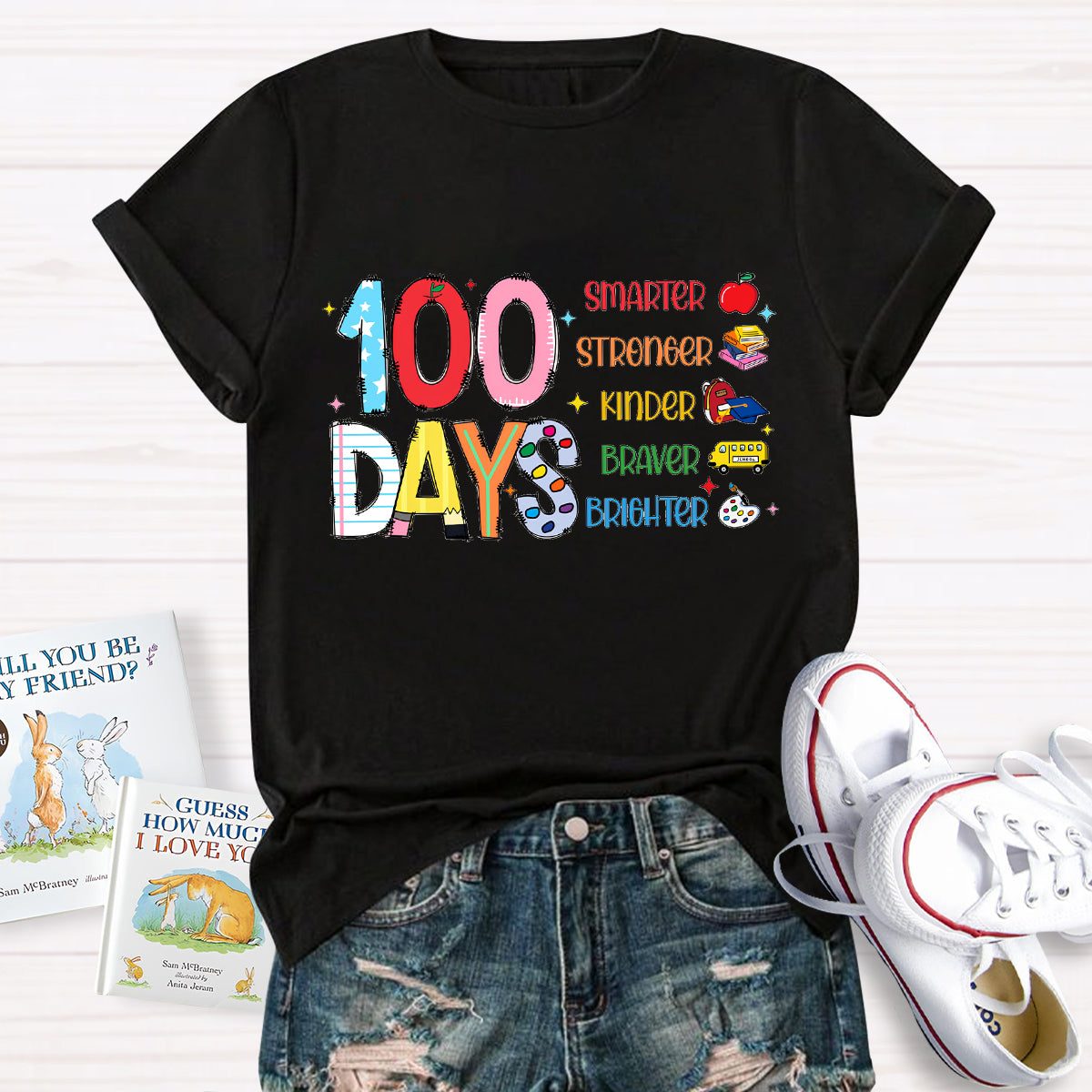 100 Days Smarter Brighter Teacher T-Shirt