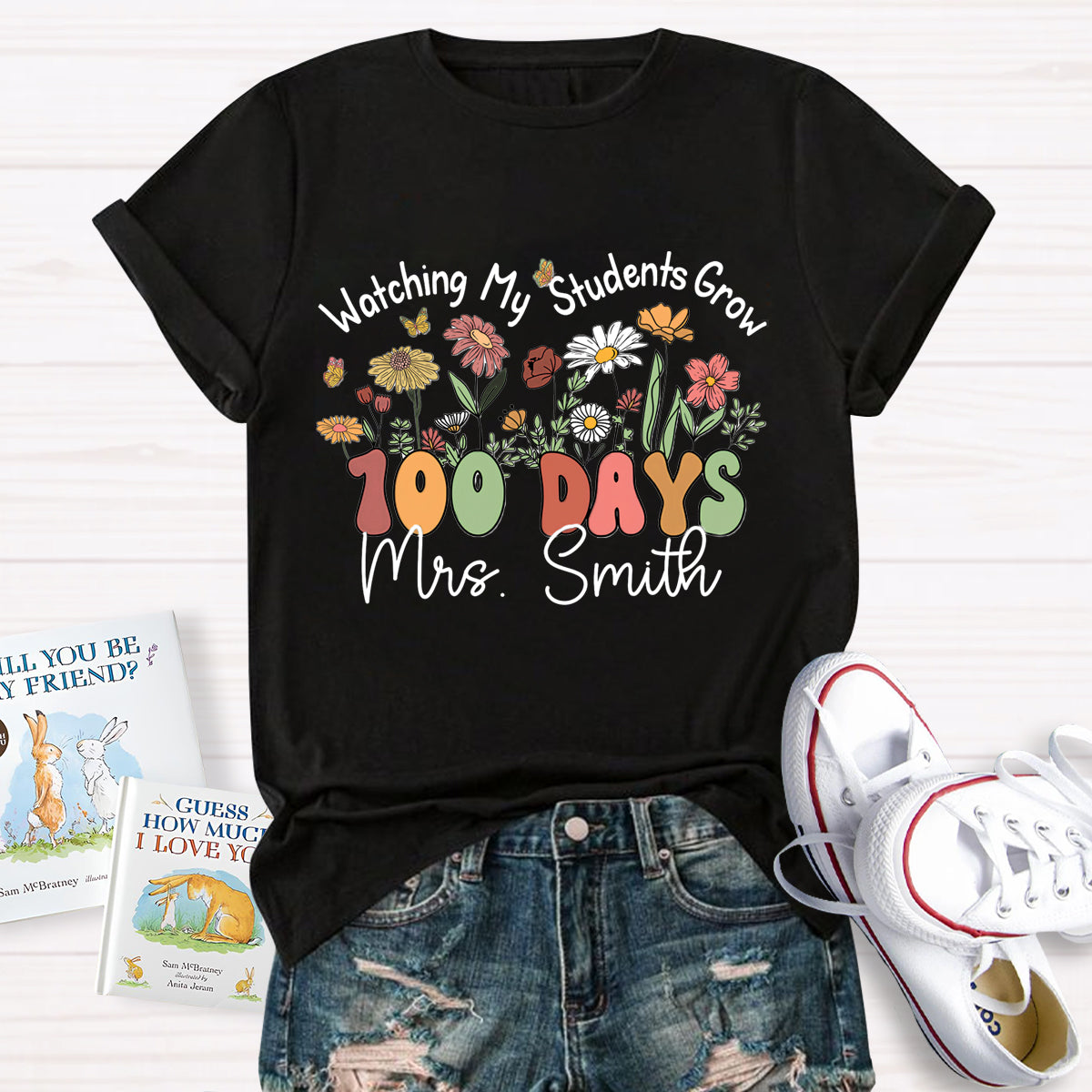 Personalized Name Watching My Students Grow 100 Days Teacher T-Shirt