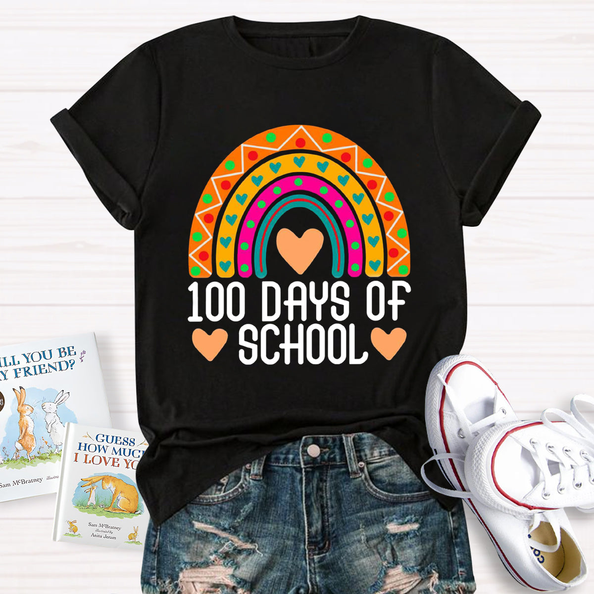 100 Days Of School Rainbow Teacher T-Shirt