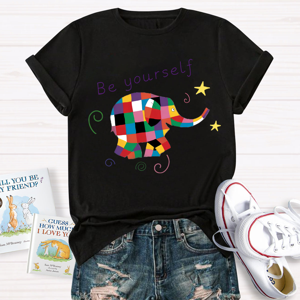 Be Yourself Rainbow Elephant T-Shirt