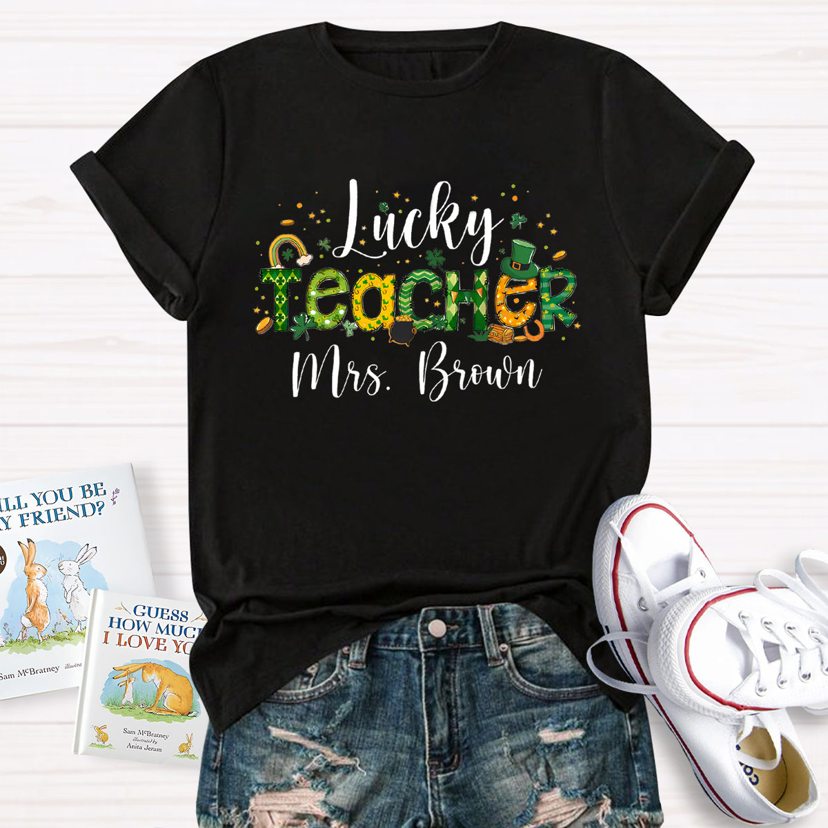 Personalized Lucky Teacher Name T-Shirt