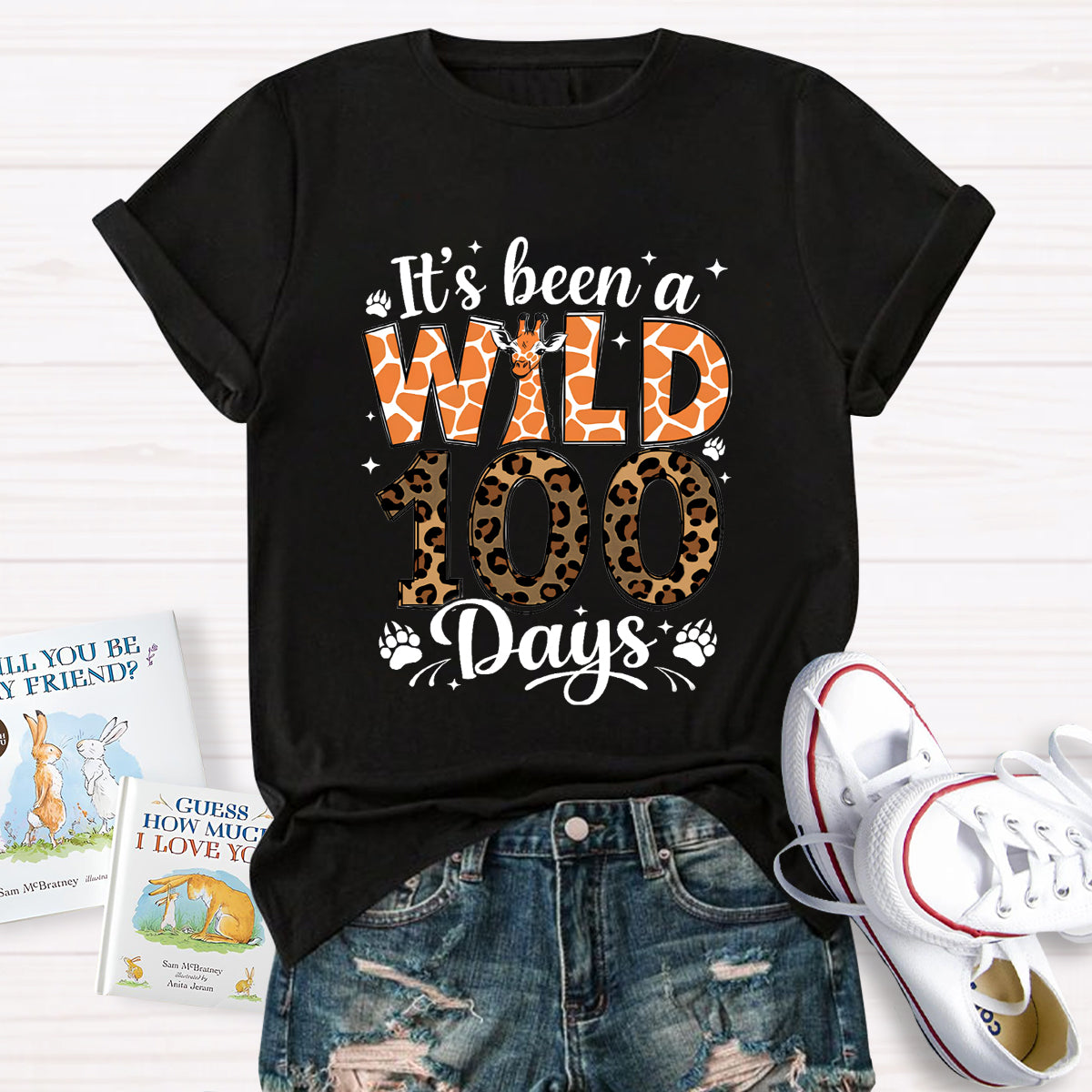 It's Been A Wild 100 Days Leopard Giraffe T-Shirt